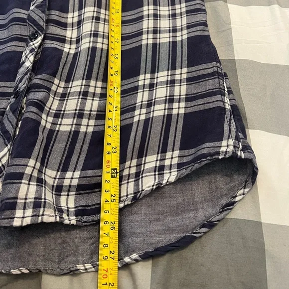 Rails Kendra Plaid Flannel Button Front Shirt Chambray Lined in Indigo sz M - Picture 13 of 14
